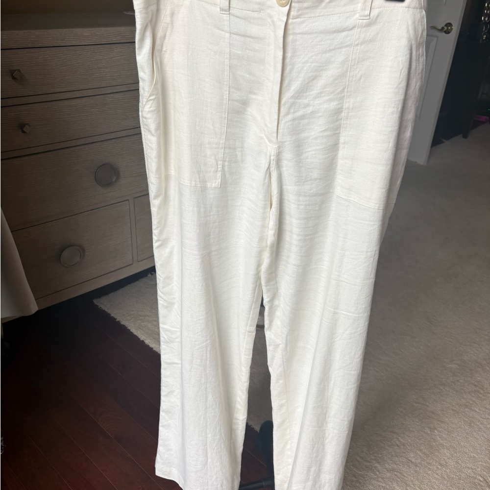 Trina Turk White Linen Trousers